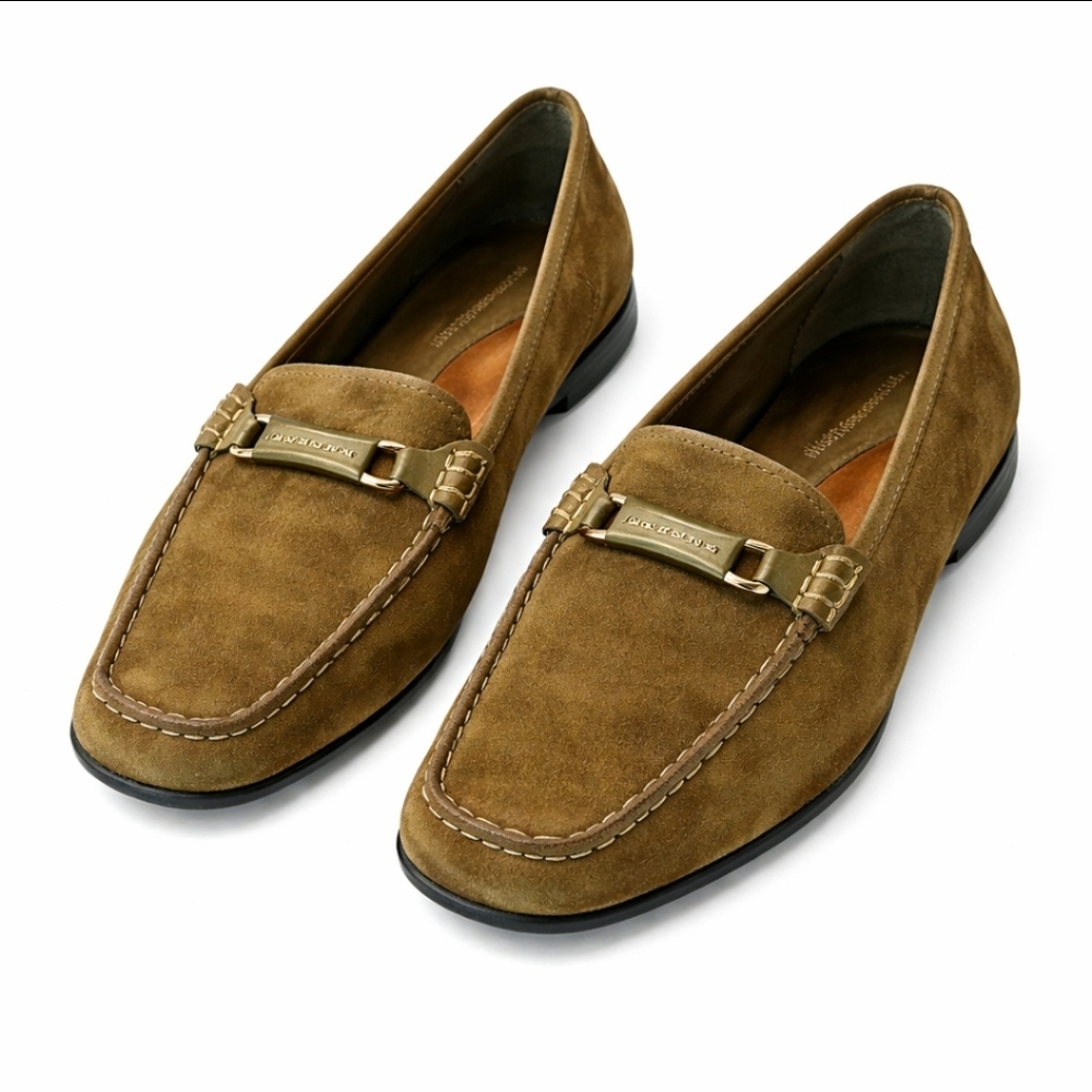 Antonio Melani Green Suede Leather Womens Loafers Sz 8.5M